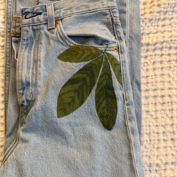 Levi’s Strauss & Farm Rio High Loose fitting Tropical Blue Straight Leg Jeans - Picture 3 of 4